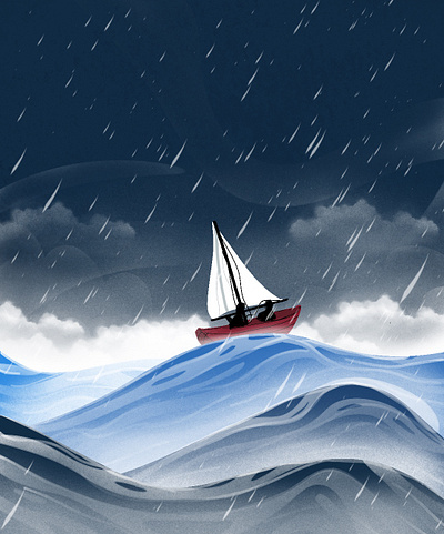 Raining and Windy design illustration procreate procreate illustration raining sea windy