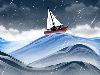 Raining and Windy design illustration procreate procreate illustration raining sea windy