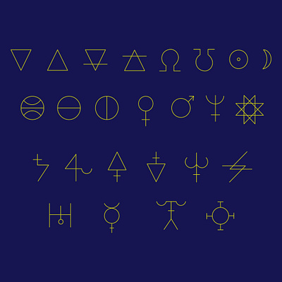 Symbols of alchemy esoteric mystical secret signs app branding design graphic design illustration logo typography ui ux vector