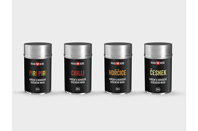 Maso Here Spices branding cans food food packaging maso here mockup packaging