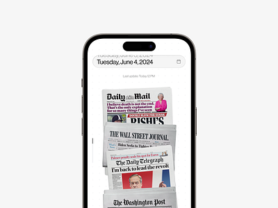 daily newspaper animation app application bar button interaction ios iphone mobile mockup news paper ui