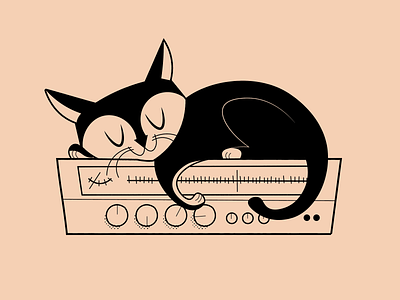 Sleepy kitty cat design graphic design graphic tee illustration kitty mid century illustration stereo t shirt design vector