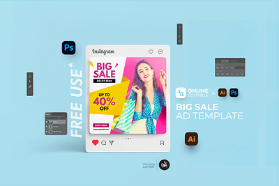 Big Sale Instagram Post aam360 aam3sixty big sale big sale ad template branding discount discount banner fashion sale instagram ad new arrival new product promotion offer product sale promotion retail sale poster