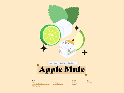 🍏 Apple Mule - Poster apple apple mule branding calendar cocktail components edit menu graphic design hig human interface guidelines lime logo mint moscow mule poster recipe slice stars ui widgets