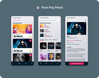 Paris Pop Music app. design challenge event mobile music ui