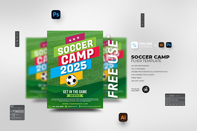 Soccer Camp Flyer Template aam360 aam3sixty branding concept flyer creator football socccer soccer camp flyer sport sports flyer tournament