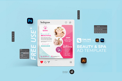 Spa & Beauty Care Center Instagram Post aam360 aam3sixty beautician beauty spa instagram post beauty care beauty clinic instagram post beauty parlor beauty salon branding concept cosmetology hair hairdressing salon professional services skin care spa advert template spa and beauty salon spa center spa promotion