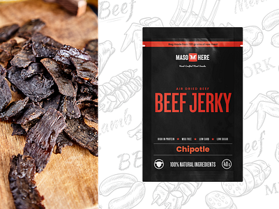 Maso Here Beef Jerky - Chipotle beef jerky brand branding company branding doypack food food packaging packaging