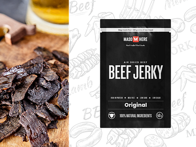 Maso Here Beef Jerky - Original beef jerky branding company branding design doypack food food packaging