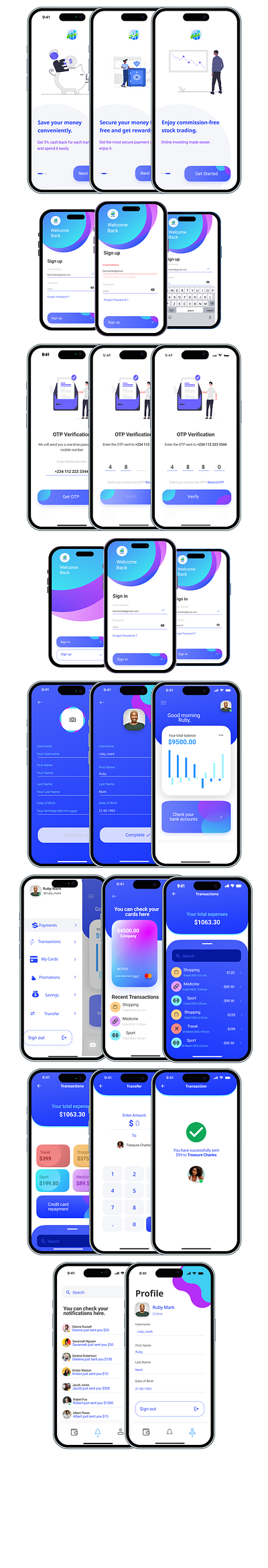 Bie App (Sending/Receiving money, tracking expenses) Fintech app design fintech graphic design typography ui ux
