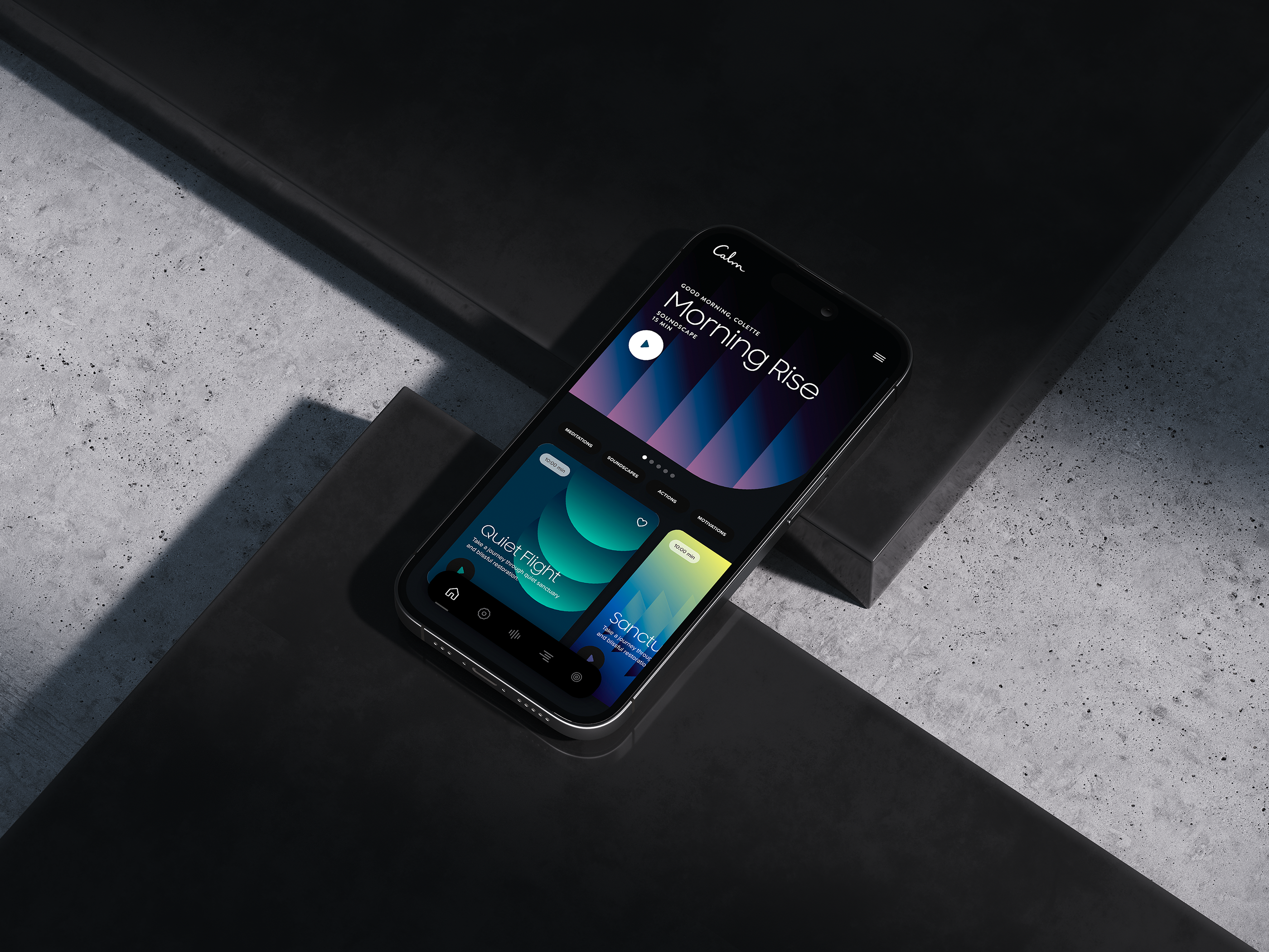 Meditation & Wellness App calm design healing health interactive interface meditation ui wellness zen