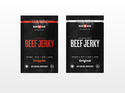 Maso Here Beef Jerky beef jerky branding doypack ecommerce food packaging mockup packaging