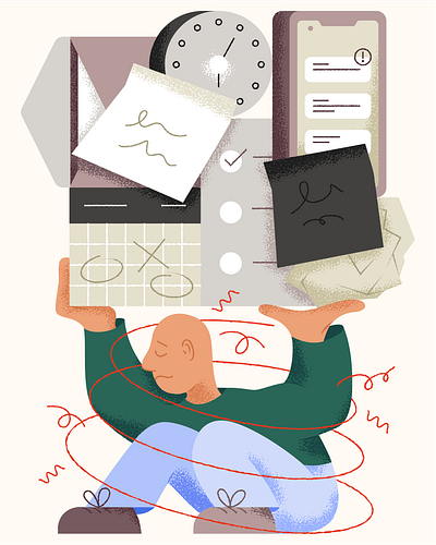 Overwhelm abstract illustration illustrator lists notifications overwhelm procreate schedule stress tasks to do