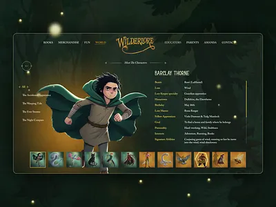 Web Design for a Children's Fantasy Book Series book child magic ui web