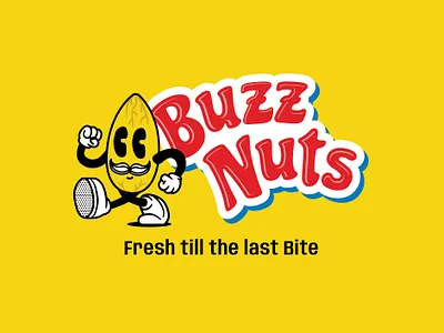 Buzz Nuts fnb logo retro retro logo retro mascot snack logo