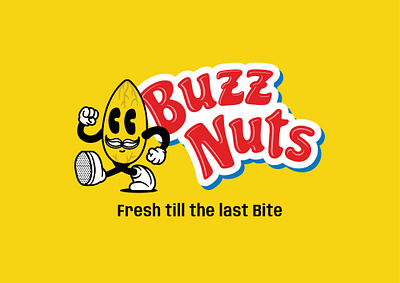 Buzz Nuts fnb logo retro retro logo retro mascot snack logo