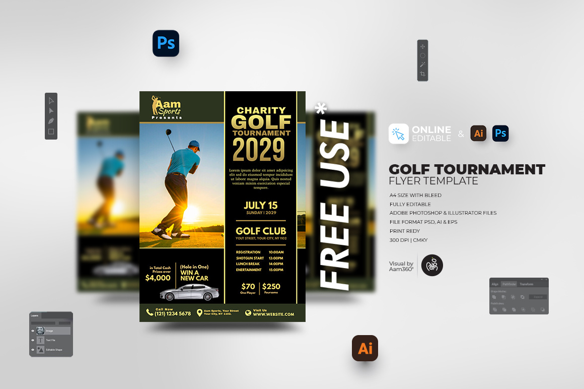 Golf Tournament Flyer Template by Aam360 on Dribbble