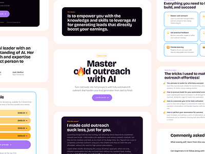 Master Cold Outreach with AI ai automation black content emoji fire landing landingpage marketing minimalistdesign onepagelove purple webdesign webflow white
