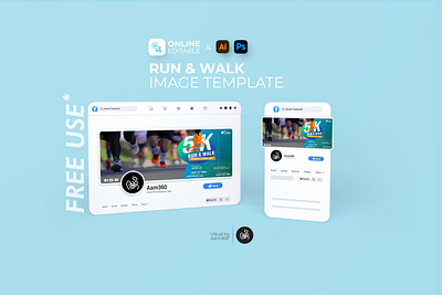 Run & Walk Event Facebook Image 10k 5k 5k run 5k run walk aam aam360 aam3sixty athletic event color run concept flyer template free flyer jogging marathon event run walk even running shoes sport ads sports event social media post walking event facebook image workout