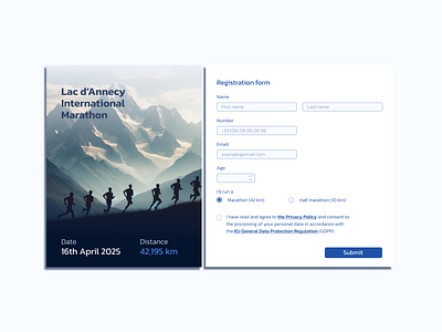 Lac d'Annecy International Marathon Poster annnecy blue copilot dailyui figma form marathon mountain popup ui ux webdesign