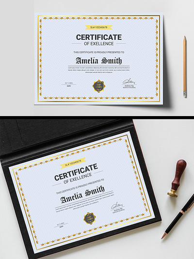 Certificate of Excellence, Certificate Design Template adobe illustrator branding design design template editable graduation graphic design template design