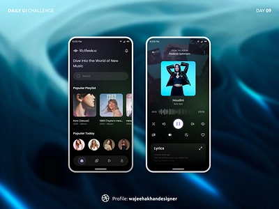 Day 09: Music Player - Daily UI Design Challenge. creativedesign creativeprocess designchallenge designcommunity designstrategy digitaldesign graphicdesign iconography mobileapp musicapp musicappdesign musiclove musictech uidesign uiuxdesign usercentricdesign userexperiencedesign uxdesign visualdesign wajeehakhan