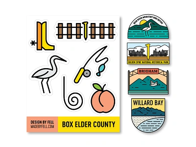 Box Elder County Utah badge bay bird box elder brigham city county design golden spike national historic site peach refuge sticker train utah