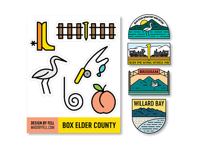 Box Elder County Utah badge bay bird box elder brigham city county design golden spike national historic site peach refuge sticker train utah