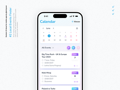 Local Events Finder app concept daily ui ios mobile ui
