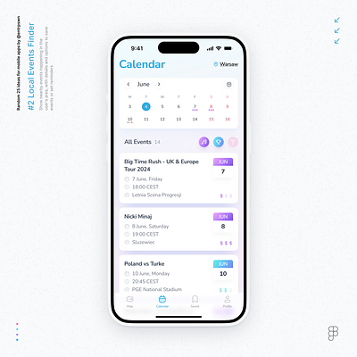 Local Events Finder app concept daily ui ios mobile ui