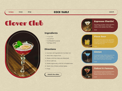 Cocktail Recipes - Web Version cocktail color design figma font graphic design recipes ui vintage web