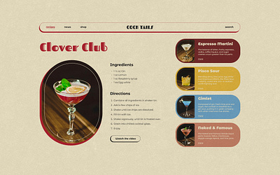 Cocktail Recipes - Web Version cocktail color design figma font graphic design recipes ui vintage web