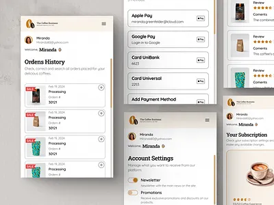 Your Profile UI Coffee Kit branding coffee barnd coffee brand coffeesubscription profile ui ui kit user info ux webdesign