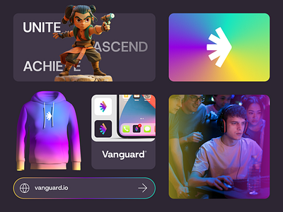 Vanguard Branding bento grid branding colors design gaming gradient logo minimal