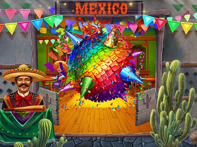 Pinata Bonus game for the Mexican themed slot bonus bonus art bonus design bonus development bonus game bonus round gambling gambling design game art game design game designer graphic design mexican slot mexican themed mexico slot pinata pinata bonus slot art slot design slot game design