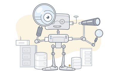 Search robot empty state illustration robot search ux vector