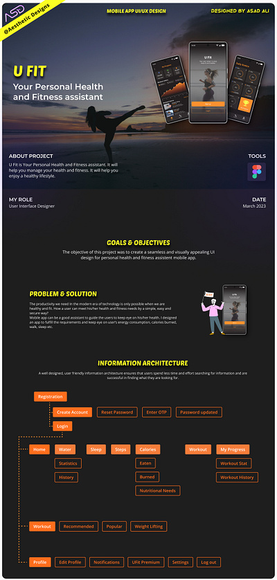 U FIT - Health and fitness mobile app UI/UX design app design designer figma fitness fitness assistant health mobile app mobile app interface ui uiux user interface
