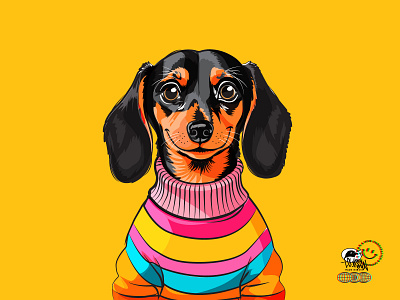Just a Happy Dachshund... :) adobe artprints colorful cute dachshund decor dog etsy happy illustration illustrator pet popart poster print puppy sweater vector wallart wiener dog