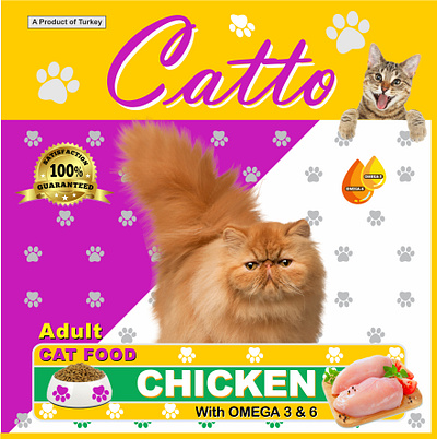 Catto Cat Food bottle label branding cat food corel draw creative food packaging graphic design illustration label design packaging design packing label product design visual identity