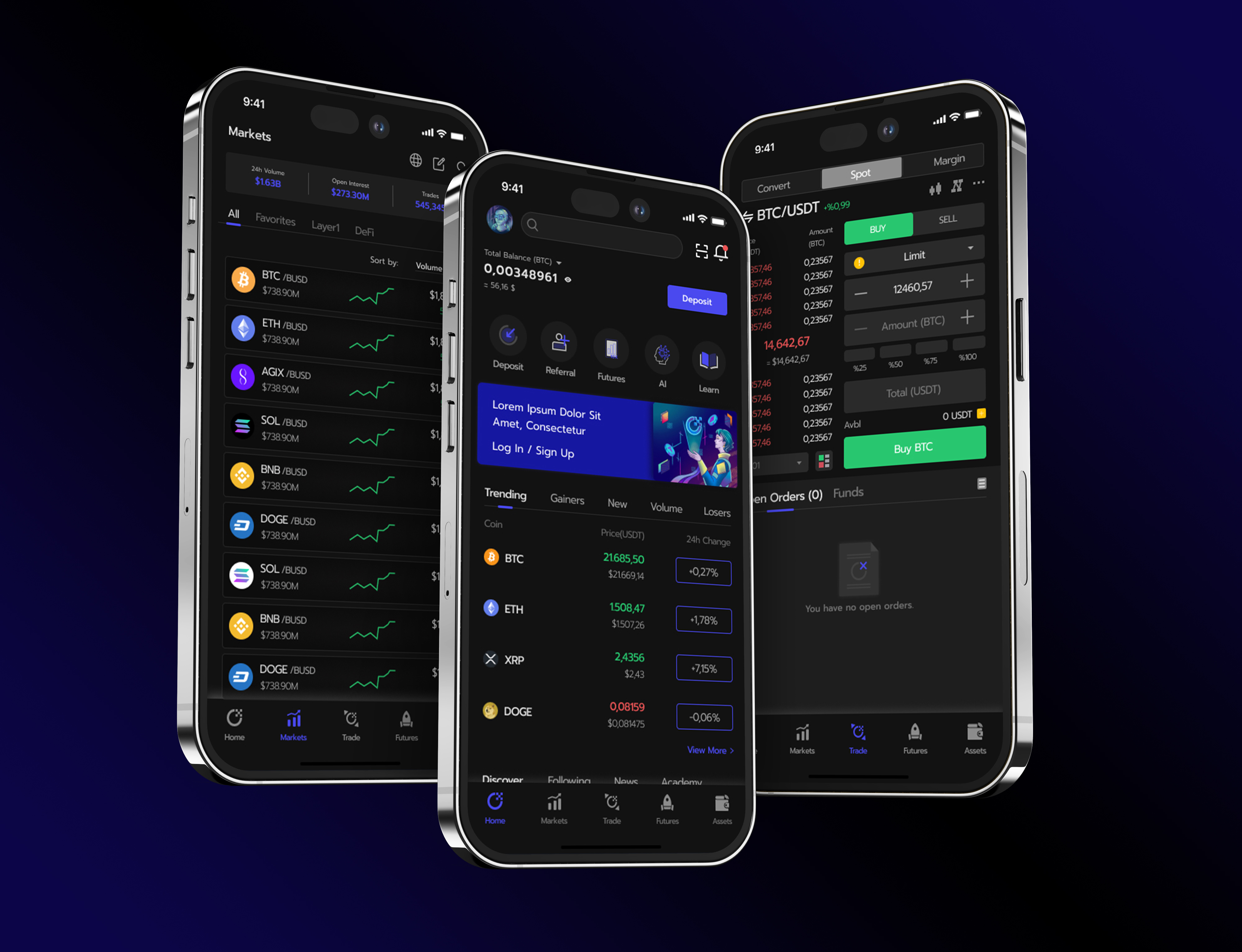 Oxhain Mobile App UI app design app interaction app ui bitcoin blockchain crypto mobile app crypto wallet cryptocurrency dark theme ethereum graphic design interface mobile app ui ux mobile app design mobile ui product design trading app ui ui ux