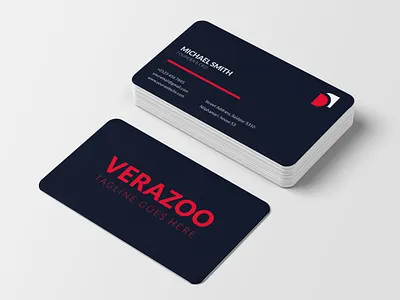 minimal blue colour business card white