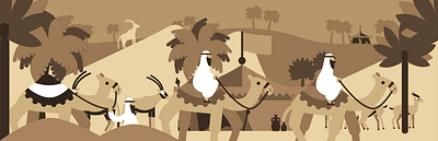 Al Jaber Gallery animation arab artdirection camel desert dubai illustration sepia store uae