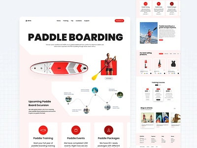 Roya Paddle Boarding Website adventure paddle board paddleboarding surf ui uiux ux water water activites website