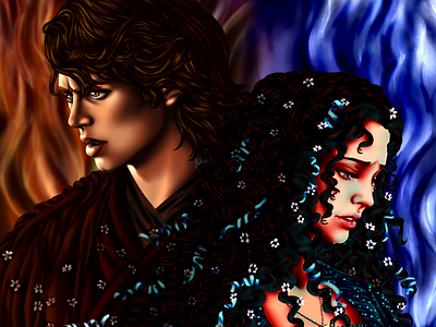 Loosing Himself to the Dark Side anakin skywalker darth vader digital art digital drawing drawing fanart illustration manga padme amidala star wars