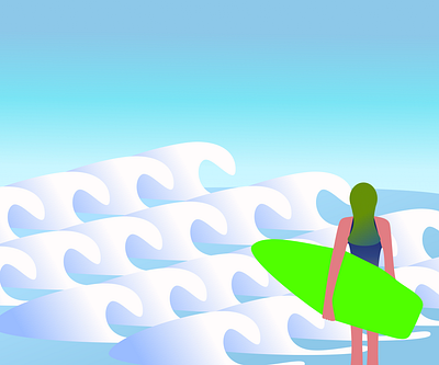 Riding the Waves beach illustration design digital illustration illustration illustration art nature illustration surfer girl surfing ui visual design waves