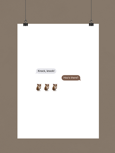 Hoo's There? | Typographical Poster emojis funny graphics humour illustration joke messages owl poster text