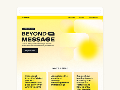 Beyond the Message 2024 animation branding design event gradients illustration in house landing page live event marketing panel sms virtual event