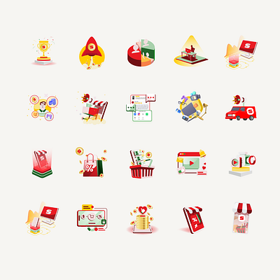 E-commerce Icons Set ecommerce icon illustration ui visuals