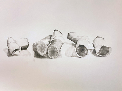 Five Butts black and white drawing graphite illustration pencil realism rendering