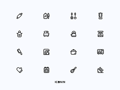 Iconin : Kitchen tools Icons Set app icons flat icons icon icon pack icon set iconin iconography iconpack iconset illustration kitchen line icons tools